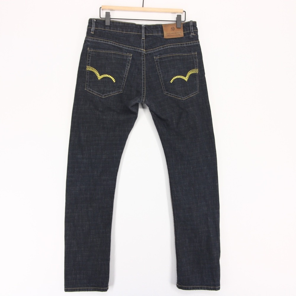 Talldege And Co Jeans Mens 32 Blue Raw Dark Wash Straight Leg Made In Italy - Picture 3 of 12